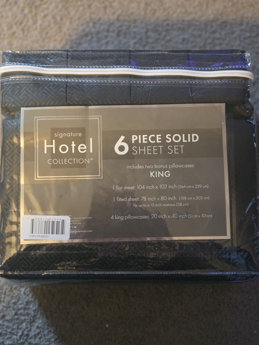 Hotel Collection King 6-Piece Solid Sheet Set - Black